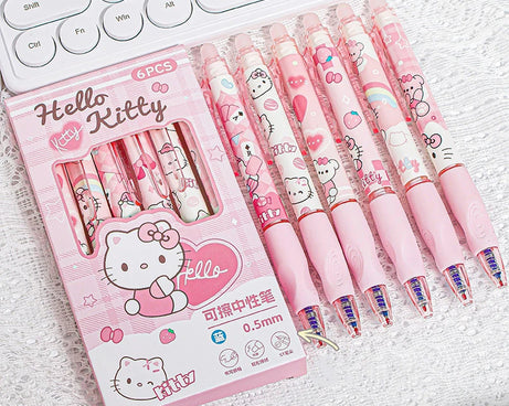 6PCS Sanrio Erasable Gel Pens – Cute Characters