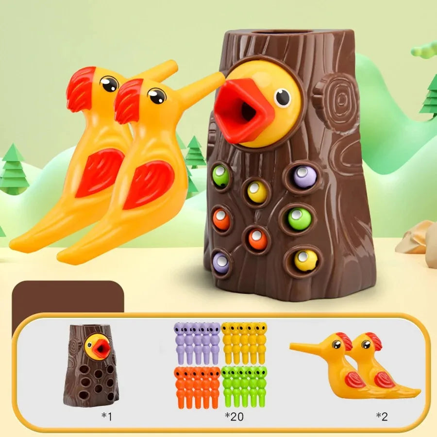 Montessori Wooden Magnetic Worm Catching Toy