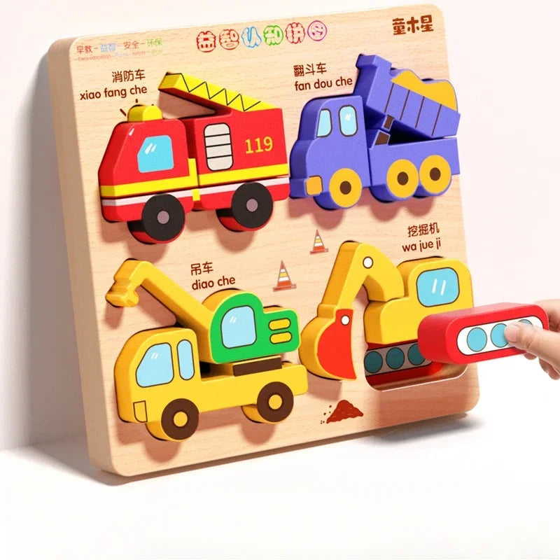 3D Wooden Animals Puzzle Toy for Kids