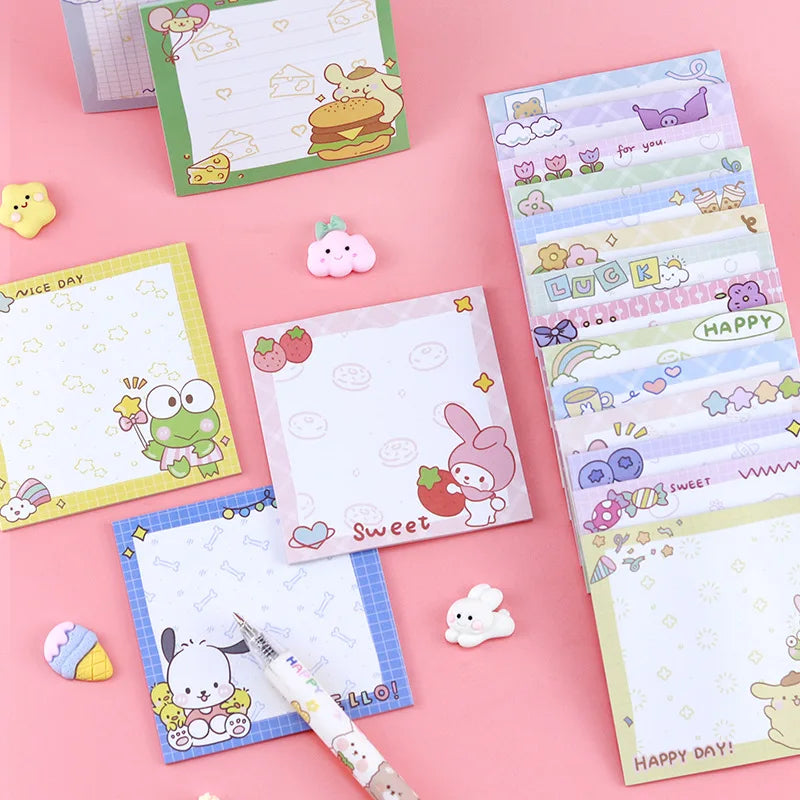 80-Sheet Sanrio Sticky Notes – Cute Characters