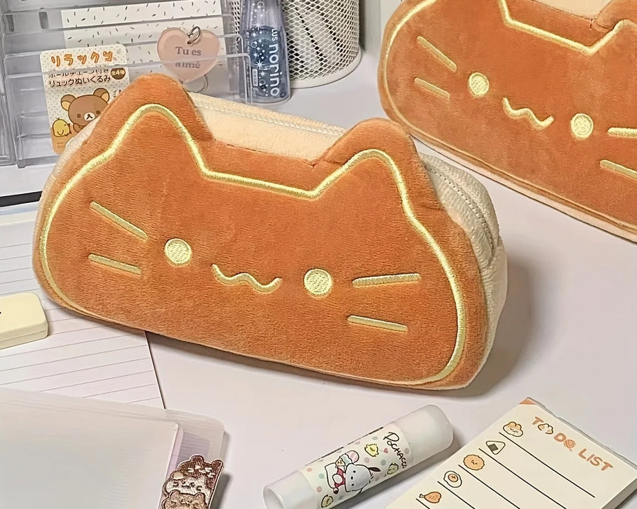 Caramel Cat Plush Pen Case – Large & Gift-Ready