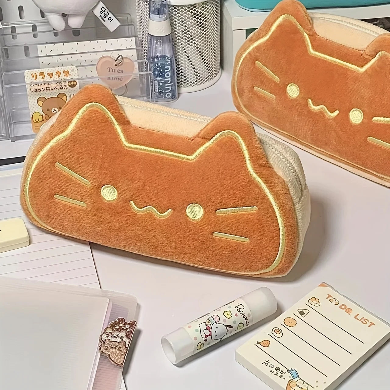 Caramel Cat Plush Pen Case – Large & Gift-Ready