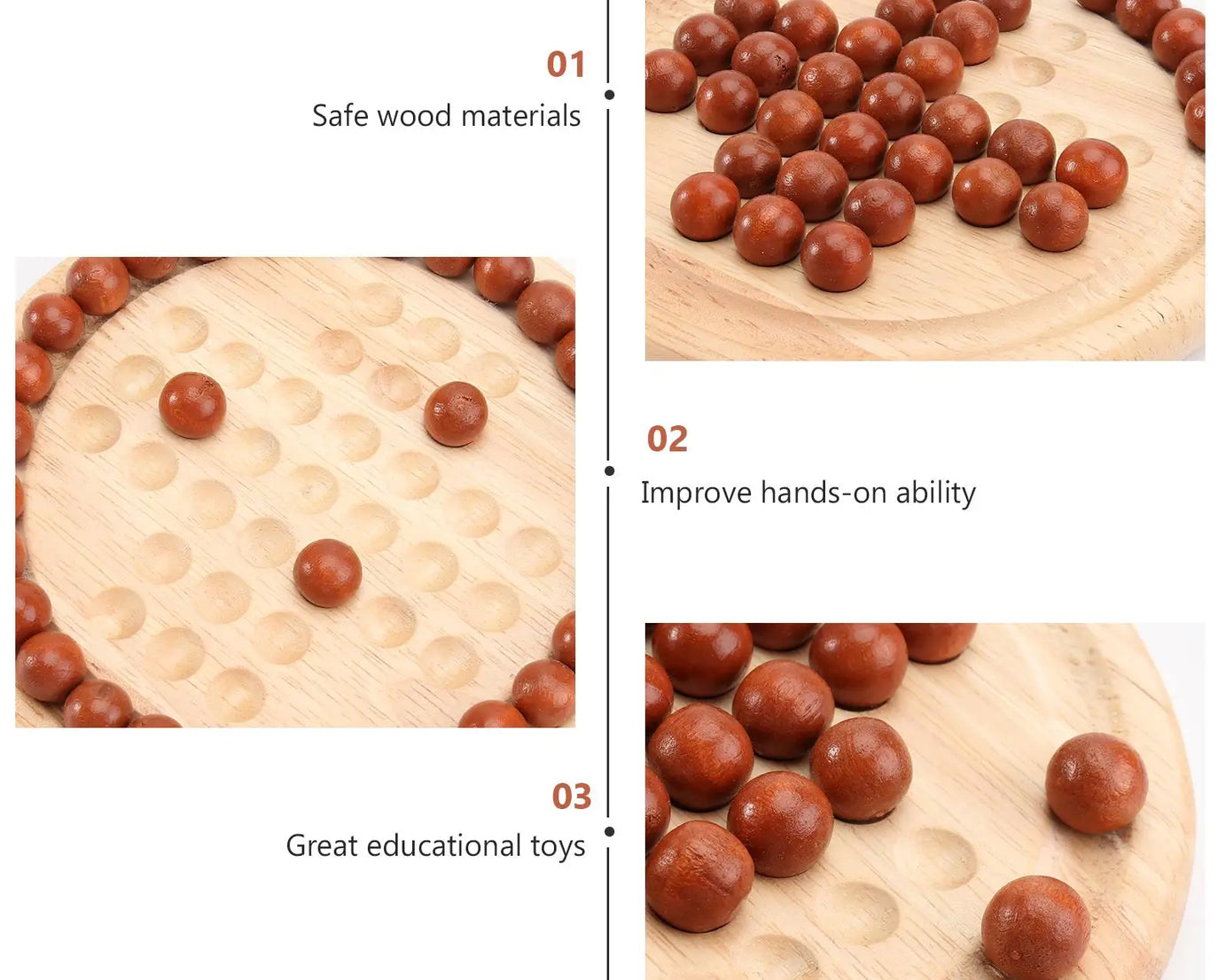 Wooden Marble Solitaire – Fun Solo Board Game