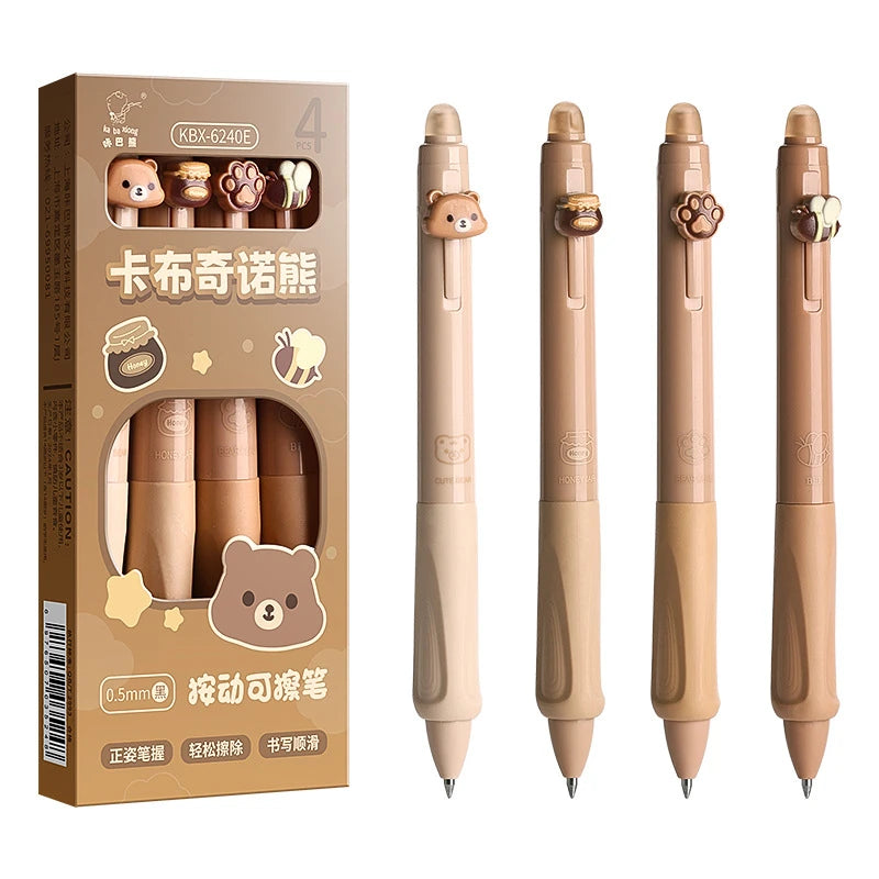 4pcs Bear Erasable Gel Pens – Cute & Reusable