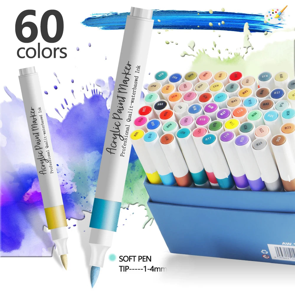 12/24 Color Soft Headed Acrylic Marker Pens