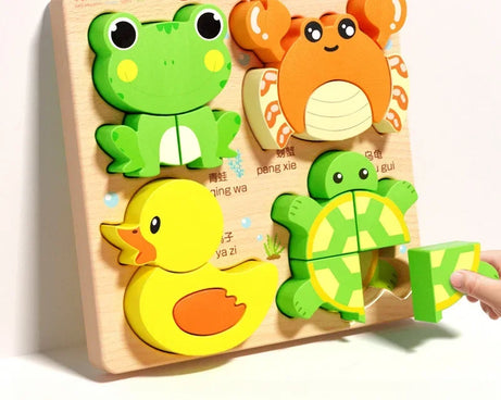 3D Wooden Animals Puzzle Toy for Kids