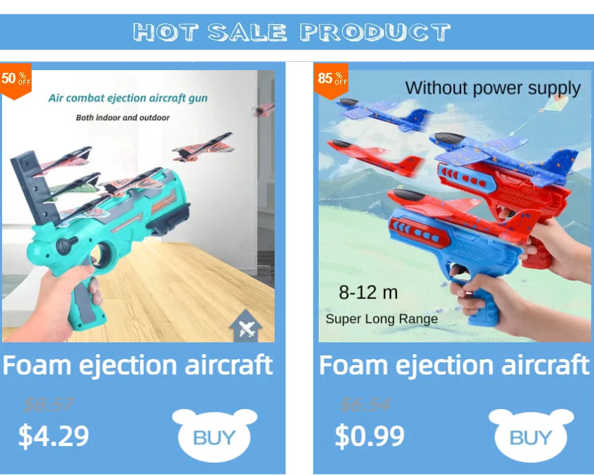 Kids Ejection Aircraft Shooting Toy Set