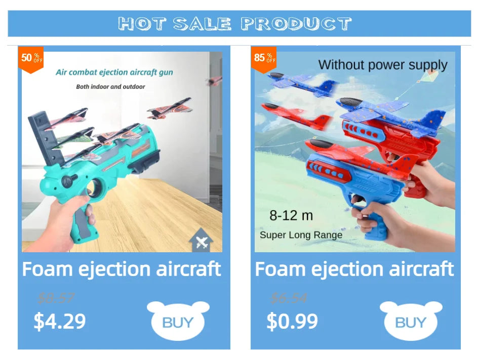 Kids Ejection Aircraft Shooting Toy Set