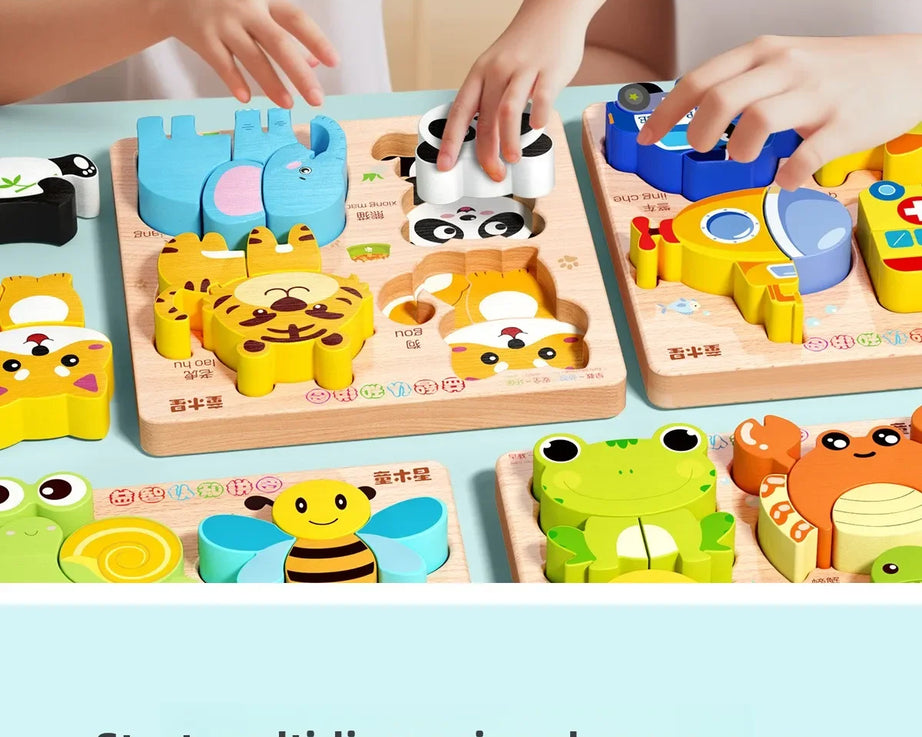 3D Wooden Animals Puzzle Toy for Kids