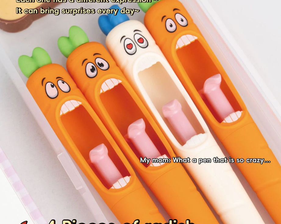 4PCS Kawaii Carrot-Shaped Neutral Pens 0.5mm