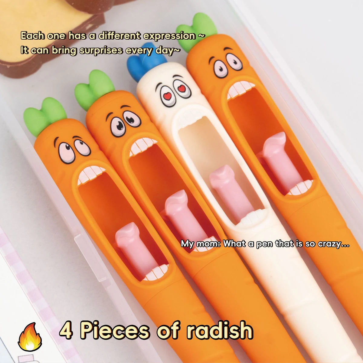 4PCS Kawaii Carrot-Shaped Neutral Pens 0.5mm