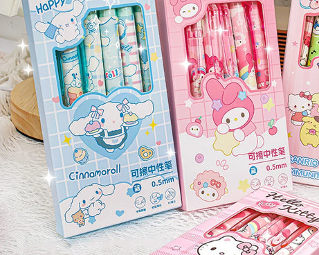 6PCS Sanrio Erasable Gel Pens – Cute Characters