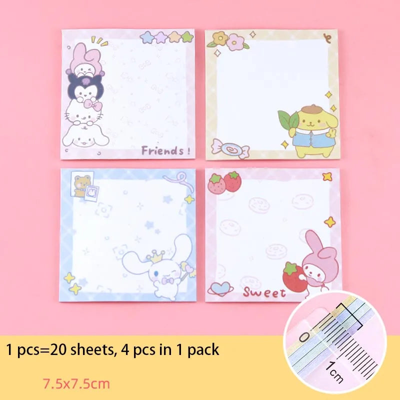 80-Sheet Sanrio Sticky Notes – Cute Characters
