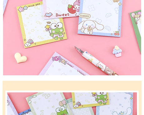 80-Sheet Sanrio Sticky Notes – Cute Characters
