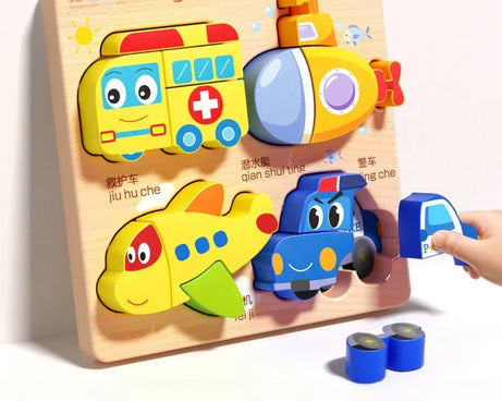 3D Wooden Animals Puzzle Toy for Kids