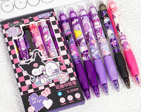 6PCS Sanrio Erasable Gel Pens – Cute Characters
