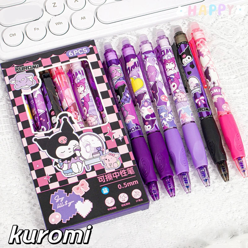 6PCS Sanrio Erasable Gel Pens – Cute Characters