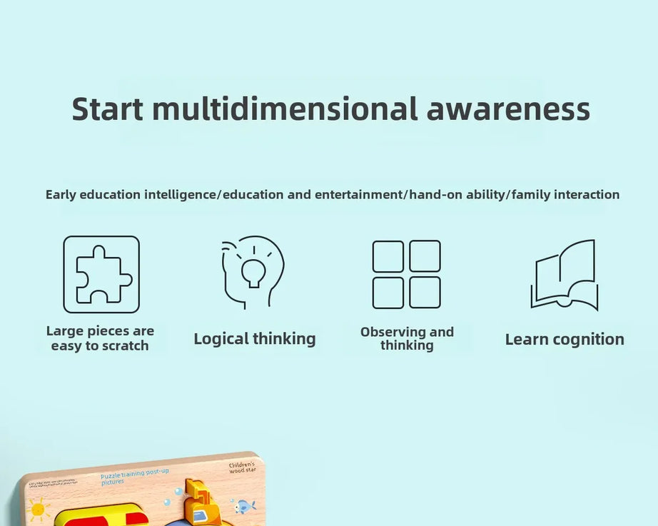 3D Wooden Animals Puzzle Toy for Kids