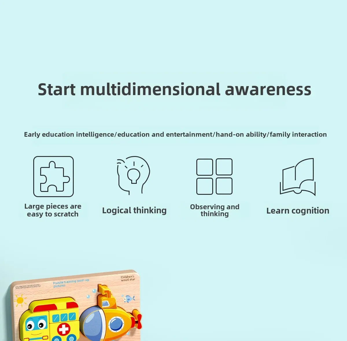 3D Wooden Animals Puzzle Toy for Kids