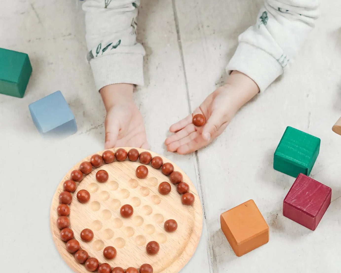 Wooden Marble Solitaire – Fun Solo Board Game