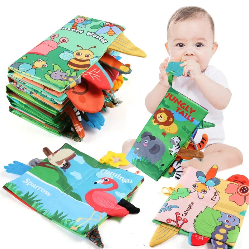 Montessori Baby Cloth Book with 3D Tails