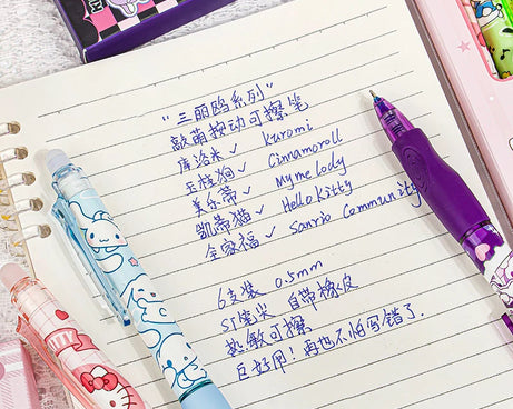 6PCS Sanrio Erasable Gel Pens – Cute Characters