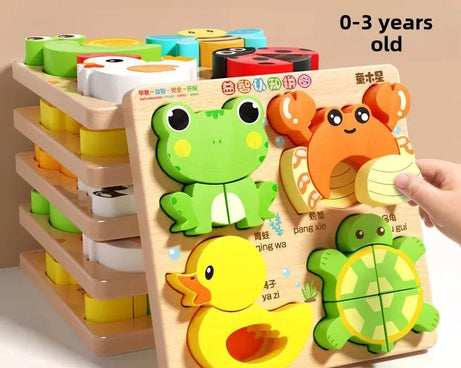 3D Wooden Animals Puzzle Toy for Kids