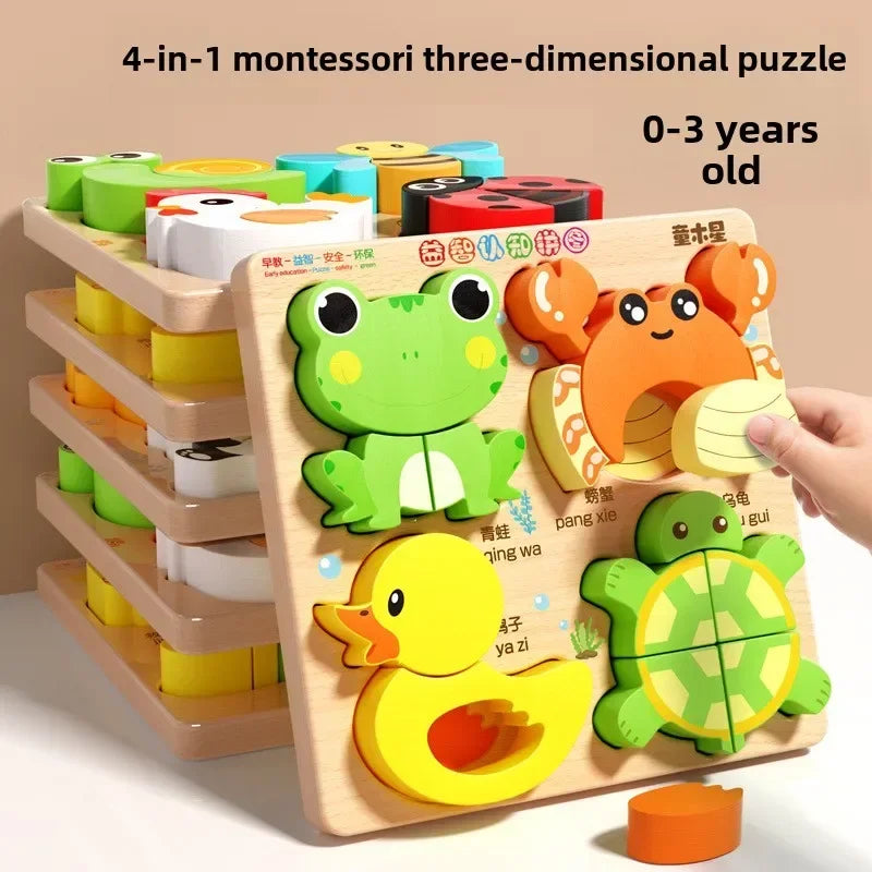 3D Wooden Animals Puzzle Toy for Kids