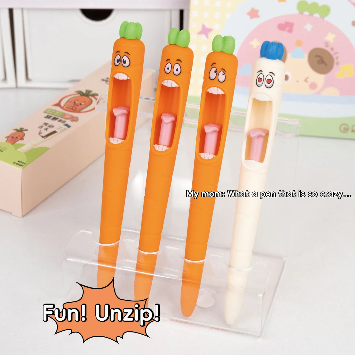 4PCS Kawaii Carrot-Shaped Neutral Pens 0.5mm