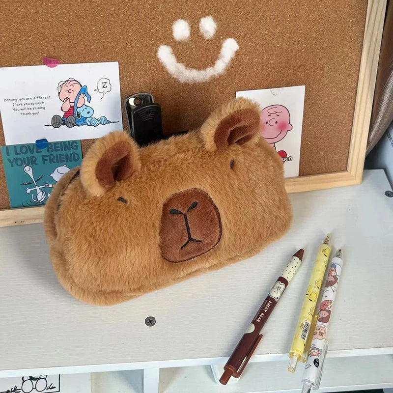 Cute Plush Capybara Pencil Storage Bag