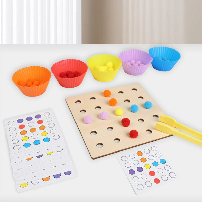 Color Sorting & Clip Practice Wooden Toy
