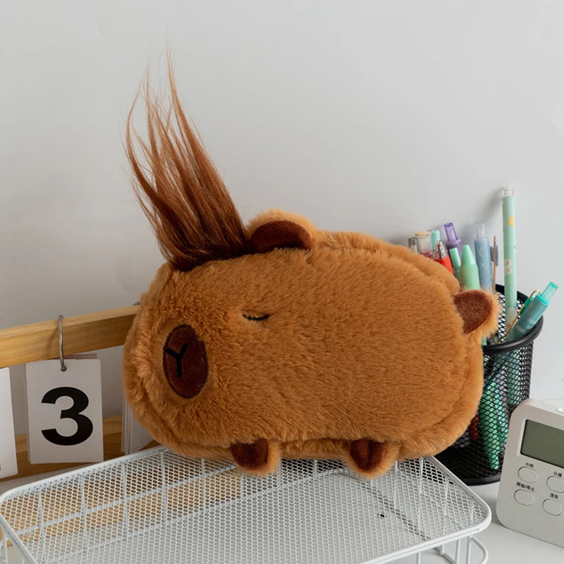Cute Plush Capybara Pencil Storage Bag