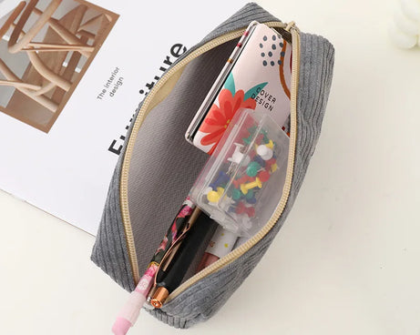 Kawaii Shark Corduroy Pencil Case – Cute & Fun