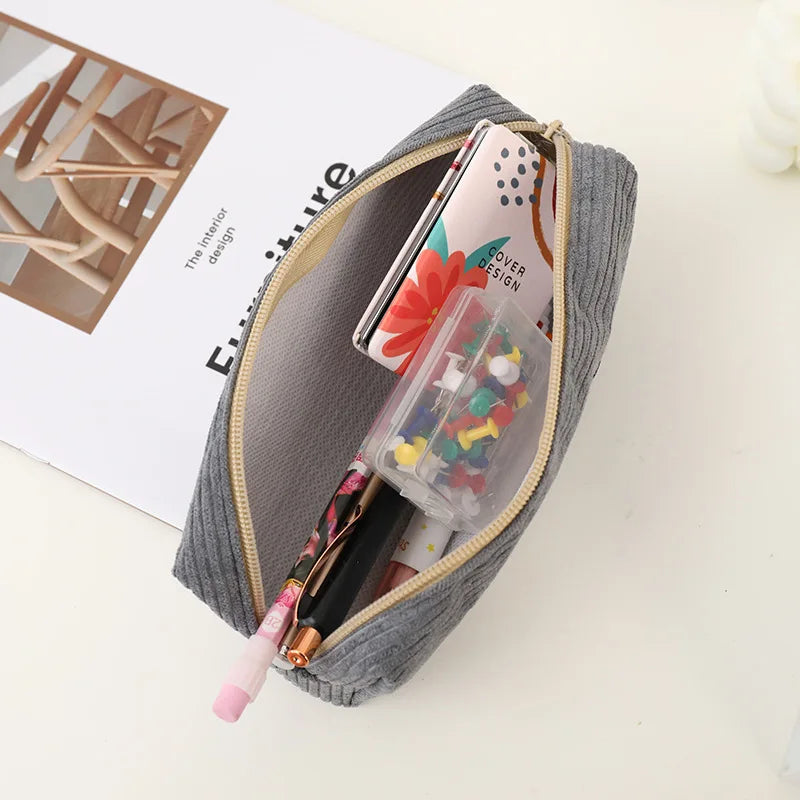 Kawaii Shark Corduroy Pencil Case – Cute & Fun