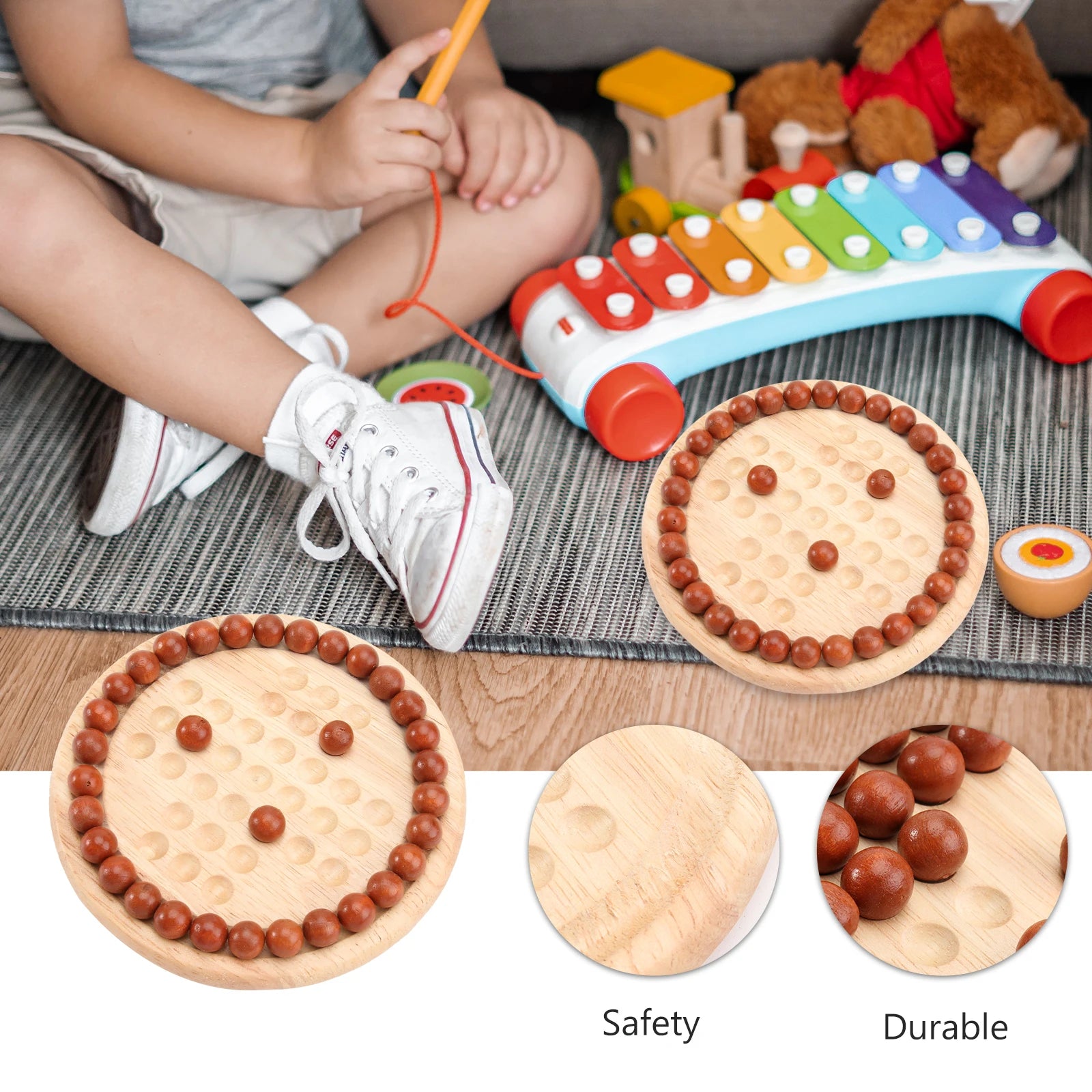 Wooden Marble Solitaire – Fun Solo Board Game