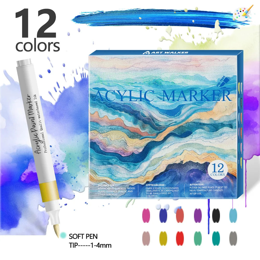 12/24 Color Soft Headed Acrylic Marker Pens