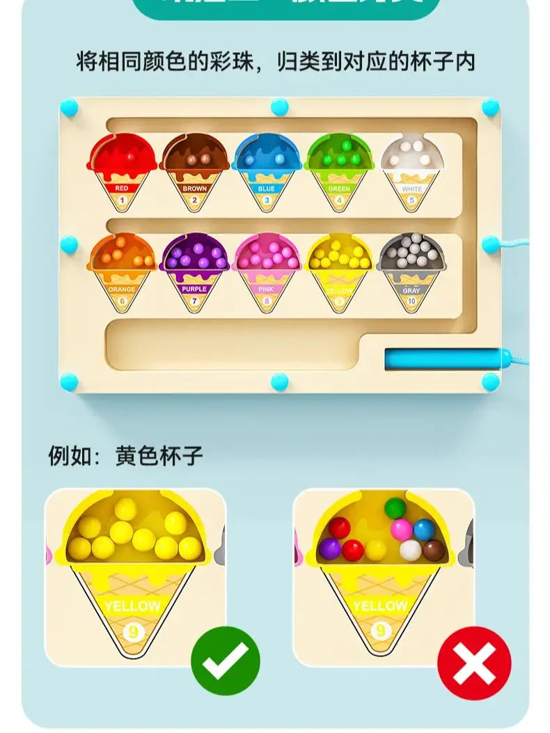 Magnetic Bead Maze – Number & Color Matching Toy