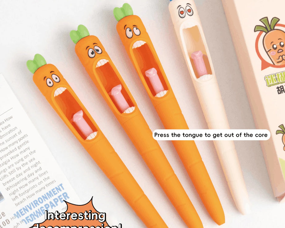 4PCS Kawaii Carrot-Shaped Neutral Pens 0.5mm