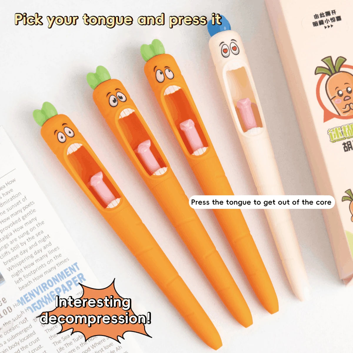 4PCS Kawaii Carrot-Shaped Neutral Pens 0.5mm